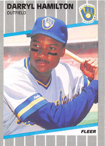 1989 Fleer #187 Darryl Hamilton VG RC Rookie Milwaukee Brewers 