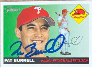 Pat Burrell Autographed 2004 Topps Heritage #117 (Old Logo) SP Philadelphia Phillies Card