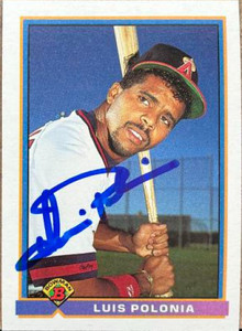 Luis Polonia Autographed 1991 Bowman #209