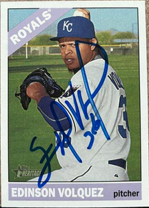 SOLD 121969 Edinson Volquez Autographed 2015 Topps Heritage #703