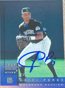 Neifi Perez Autographed 1998 Leaf Rookies and Stars #106