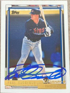 Paul Sorrento Autographed 1992 Topps Gold Winner #546
