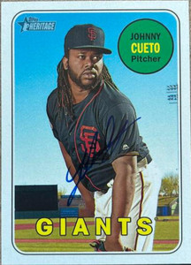 Johnny Cueto Autographed 2018 Topps Heritage #64
