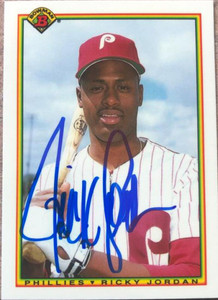 Ricky Jordan Autographed 1990 Bowman Tiffany #156 Philadelphia Phillies Card