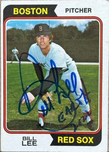 Bill Lee Autographed 1974 Topps #118 Boston Red Sox Card