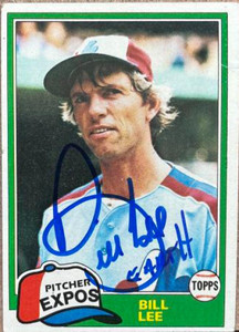 Bill Lee Autographed 1981 Topps #633 Montreal Expos Card
