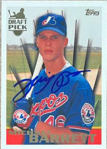 Michael Barrett Autographed 1996 Topps #15 Montreal Expos Card