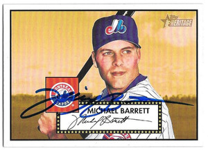 Michael Barrett Autographed 2001 Topps Heritage #190 Montreal Expos Card