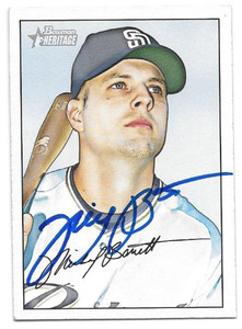 Michael Barrett Autographed 2007 Bowman Heritage #132 San Diego Padres Card