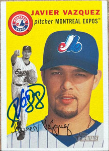Javier Vazquez Autographed 2003 Topps Heritage #13 Montreal Expos Card 