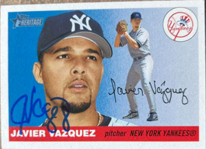 Javier Vazquez Autographed 2004 Topps Heritage #199 New York Yankees Card