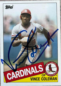 Vince Coleman Autographed 1985 Topps Traded #24T St. Louis Cardinals Card