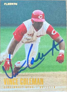 SOLD 123500 Vince Coleman Autographed 1996 Fleer Update #U117