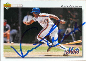 Vince Coleman Autographed 1992 Upper Deck #131