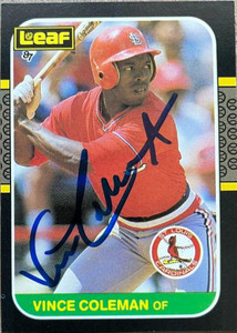 Vince Coleman Autographed 1987 Leaf #194