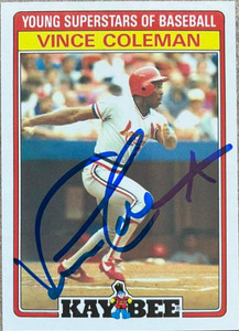 Vince Coleman Autographed 1986 Topps Kay-Bee Young Superstars of Baseball #5