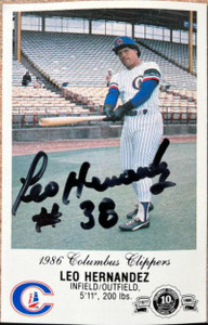 Leo Hernandez Autographed 1986 Columbus Clippers Police #10 VERY TOUGH