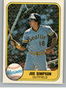 1981 Fleer #616 Joe Simpson VG Seattle Mariners 