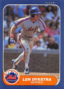 1986 Fleer #78 Lenny Dykstra VG RC Rookie New York Mets 