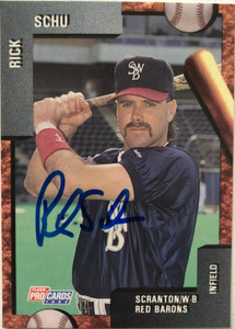 Rick Schu Autographed 1992 Scranton/Wilkes-Barre Red Barons Fleer/Pro Cards #2456 Rick Schu Autographed 1992 Scranton/Wilkes-Barre Red Barons Fleer/Pro Cards #2456