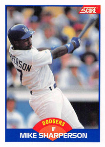 1989 Score #602 Mike Sharperson VG Los Angeles Dodgers 