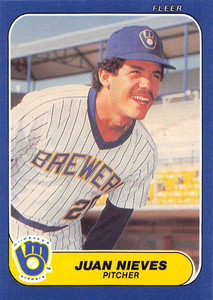 1986 Fleer Update #U-83 Juan Nieves VG RC Rookie Milwaukee Brewers 