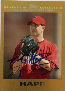 JA Happ Autographed 2007 Topps Update Gold 0490/2007 #UH302