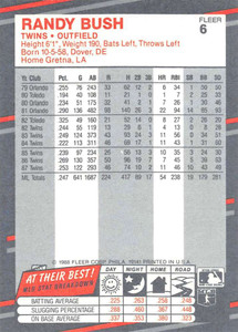 1988 Fleer #6 Randy Bush VG Minnesota Twins 