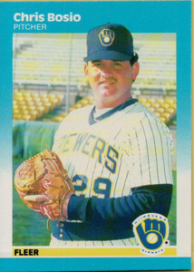 1987 Fleer #338 Chris Bosio NM RC Rookie Milwaukee Brewers 