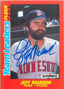 Jeff Reardon Autographed 1988 Fleer Kay Bee Team Leaders #28