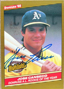 Jose Canseco Autographed 1986 Donruss Highlights #55