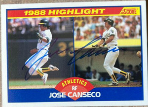 Jose Canseco Autographed 1989 Score #655