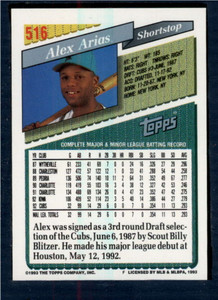 1993 Topps #516 Alex Arias VG Florida Marlins 