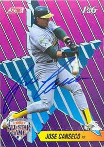 Jose Canseco Autographed 1992 Score Procter & Gamble #8
