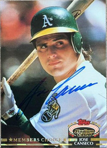 Jose Canseco Autographed 1992 Stadium Club Members Choice #370
