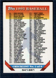 1993 Topps #824 Checklist 541-691 VG Checklist 