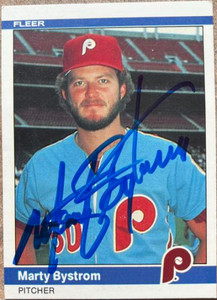 Marty Bystrom Autographed 1984 Fleer #24 Philadelphia Phillies Card