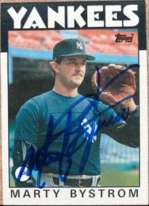 Marty Bystrom Autographed 1986 Topps #723 New York Yankees Card