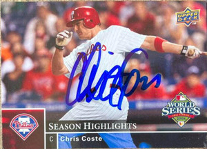 Chris Coste Autographed 2008 Upper Deck World Series Philadelphia Phillies Box Set #PP-32 Chris Coste Autographed 2008 Upper Deck World Series Philadelphia Phillies Box Set #PP-32