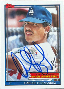 Carlos Hernandez Autographed 1991 Topps Major League Debut 1990 #67