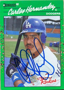 Carlos Hernandez Autographed 1990 Donruss The Rookies #37