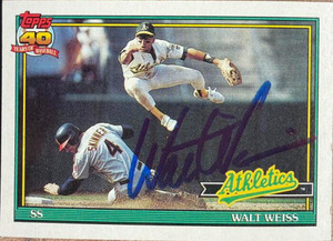 Walt Weiss Autographed 1991 Topps #455 Oakland Athletics Card 
