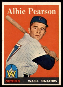 1958 Topps #317 Albie Pearson VG RC Rookie Washington Senators 
