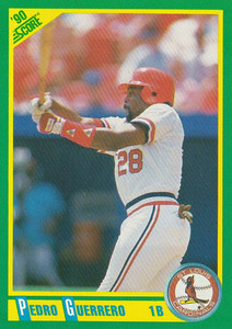 1990 Score #13 Pedro Guerrero VG St. Louis Cardinals 