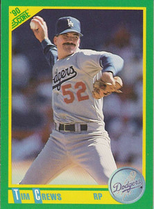1990 Score #164 Tim Crews VG Los Angeles Dodgers 