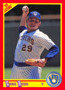 1990 Score #283 Chris Bosio VG Milwaukee Brewers 