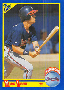 1990 Score #593 Mark Lemke VG Atlanta Braves 