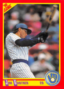 1990 Topps JIM GANTNER Baseball Card #417. MILWAUKEE BREWERS.