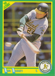 SOLD 57718 1990 Score #168a Ron Hassey ERR VG Oakland Athletics 