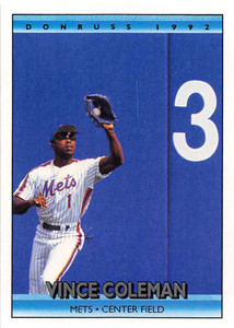 1992 Donruss #218 Vince Coleman VG New York Mets 